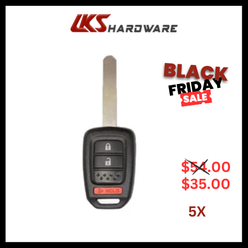 2013-2019 Honda CR-V / Crosstour / Fit 3-Button Remote Head Key / MLBHLIK6-1T ( PACK OF 5 )