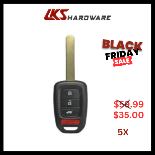 2014-2019 Honda CR-V / HR-V 4-Button Remote Head Key / MLBHLIK6-1T ( PACK OF 5 )