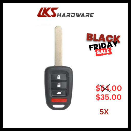 2017-2022 Honda CR-V / 4-Button Remote Head Key / PN: 35118-TLA-A00 / MLBHLIK6-1TA (433 MHz) (Pack of 5)