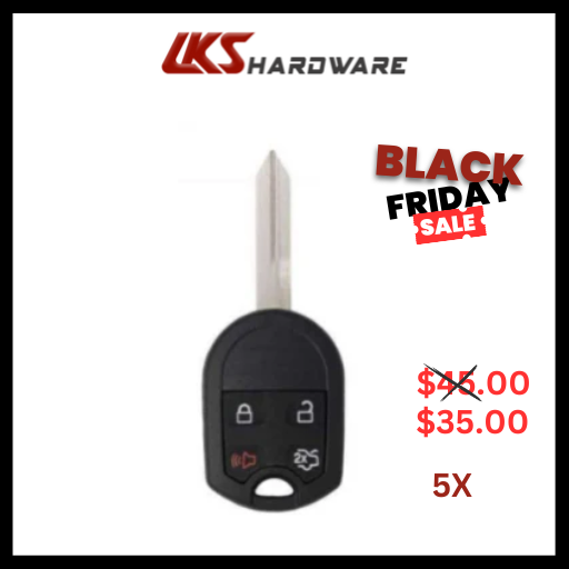 2000-2017 Ford Lincoln Mercury 4-Button Remote Head Key / OUC6000022 ( PACK OF 5 )