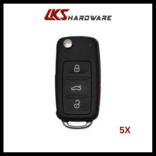 2011-2016 Volkswagen / 4-Button Remote Flip Key / 5K0837202AE / NBG010180T / 315 MHz (Pack of 5)