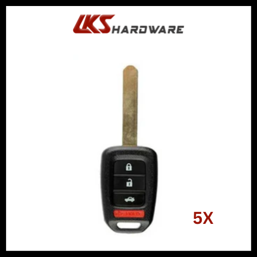 2016-2020 Honda Accord Civic / 4-Button Remote Head Key / MLBHLIK6-1TA (G Chip)(Pack of 5)