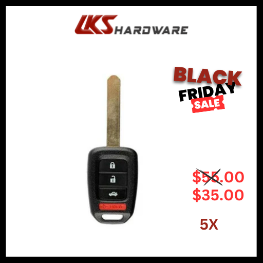 2013-2015 Honda Accord / Civic / 4-Button Remote Head Key / MLBHLIK6-1T (G-Chip)  (5X)