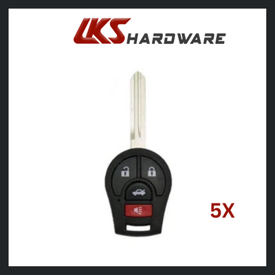 2003-2019 Nissan / 4-Button Remote Head Key / CWTWB1U751 ( PACK OF 5 )