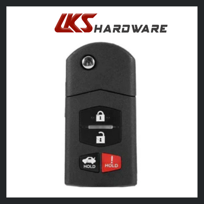 2006-2015 Mazda / 4-Button Flip Key / PN: BBM4-67-5RY / BGBX1T478SKE125-01