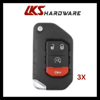 2018-2021 Jeep Wrangler Gladiator / 4-Button Smart Flip Key Remote Start / OHT1130261 ( PACK OF 3 )